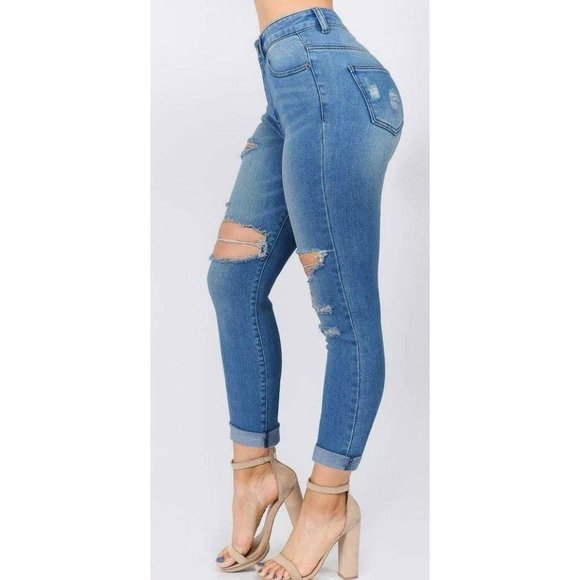 Becca High Waist Roll Up Skinny Jeans (Sizes up to - Picture 2 of 4